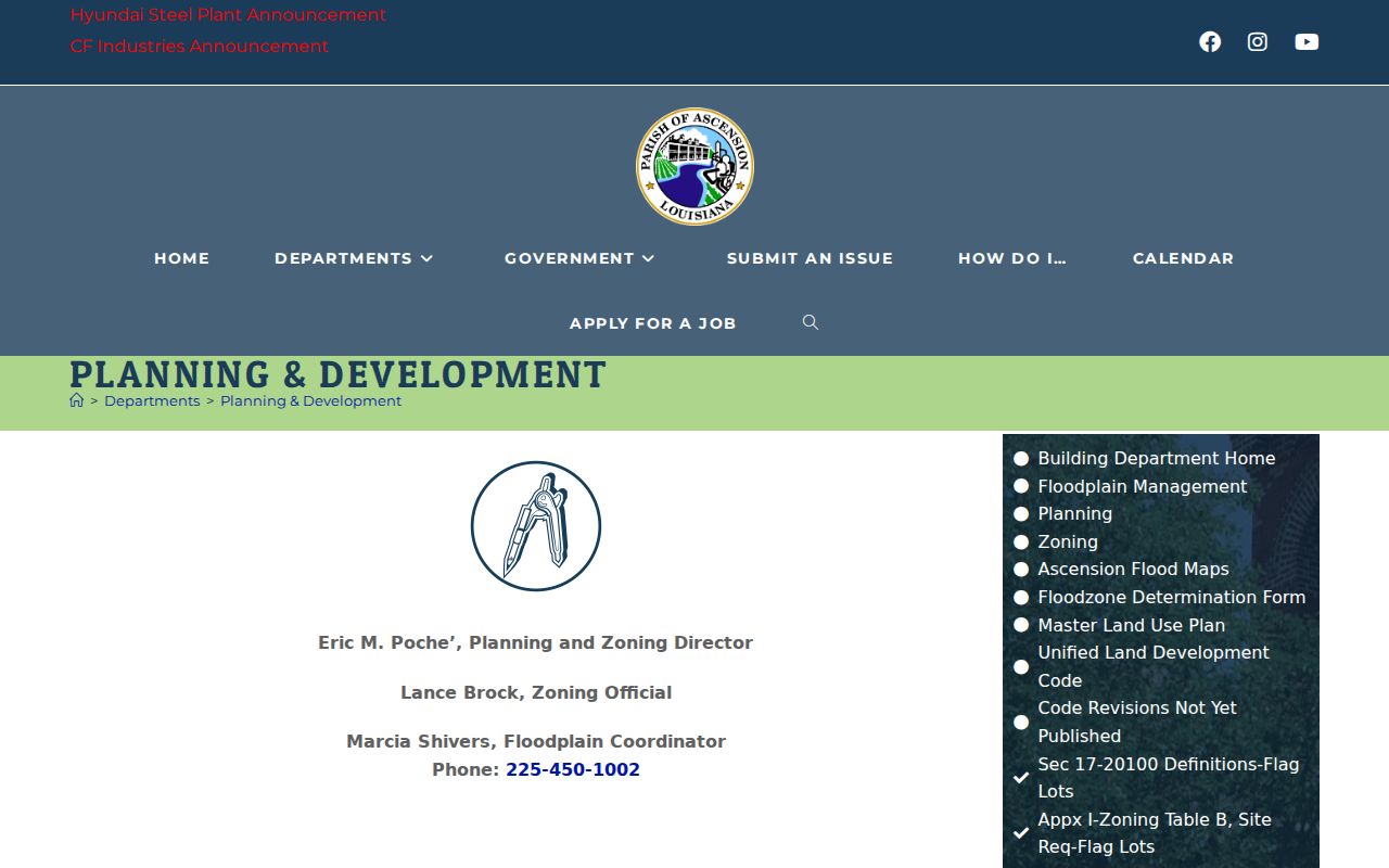 Ascension Parish planning and permit route for researching a Prairieville block