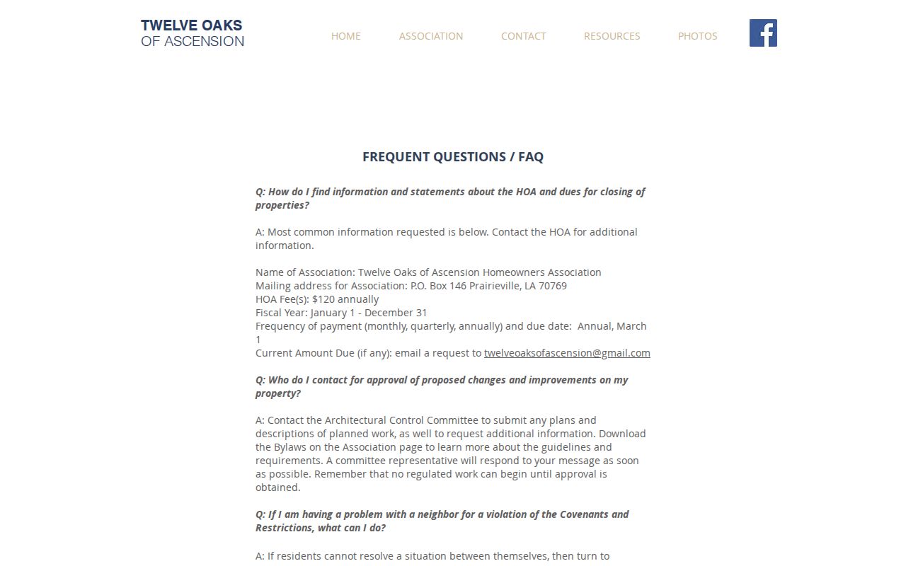 Twelve Oaks of Ascension information page for Prairieville neighbors